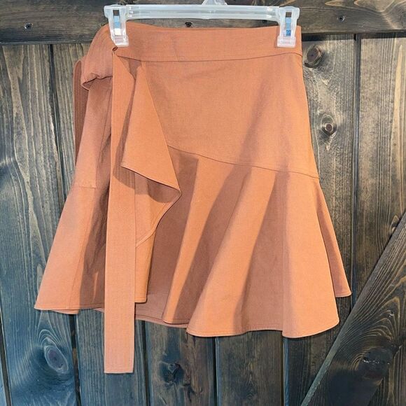 NWT A.L.C Adelaide Linen Blend Ruffle Wrap Skirt - Picture 5 of 8
